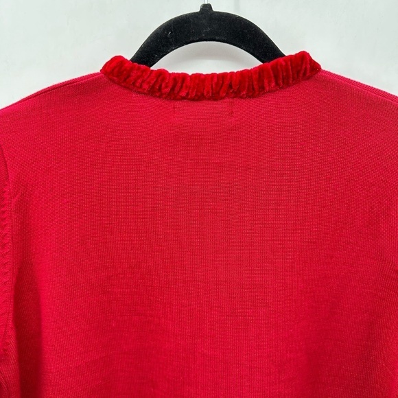 Y2K VINTAGE APRIL CORNELL S red embellished womans cottagecore wool cardigan - Picture 5 of 13